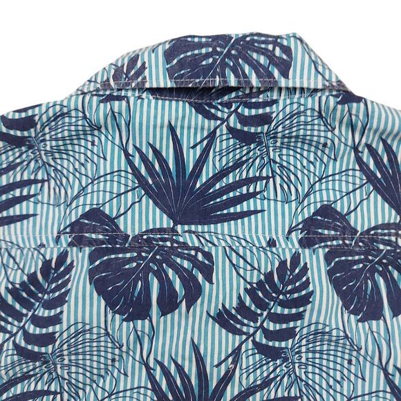 MTL Made To Live Shirt Youth Small Blue Tropical Print Button Up Slim Fit - Picture 5 of 8